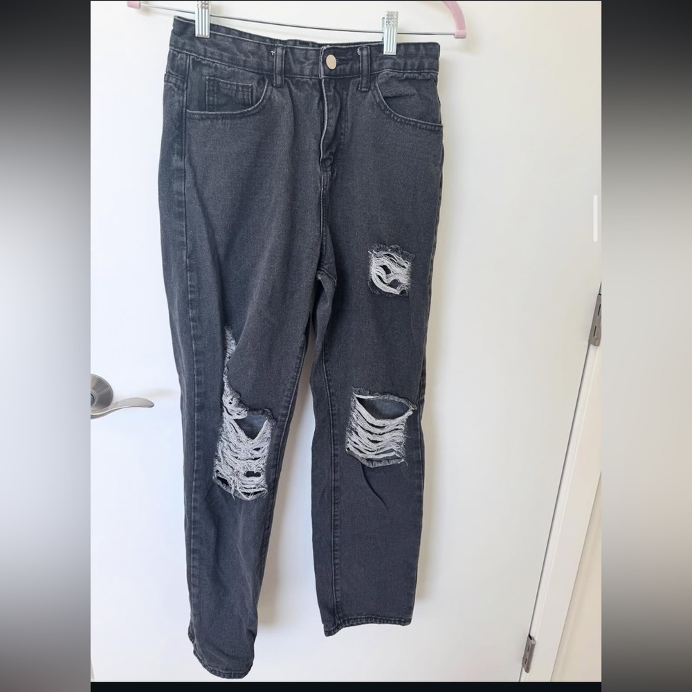 Distressed Black Women's Jeans